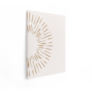 Artaza Canvas Schilderij Abstracte Gouden Zonnestralen op een Zachte Crème Achtergrond - 60x80 cm - Wanddecoratie Woonkamer - Schilderijen - Muurdecoratie