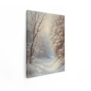 Artaza Canvas Schilderij Schilderachtige Winterse Bosweg Bedekt met Verse Sneeuw en Zonlicht - 30x40 cm - Klein - Wanddecoratie Woonkamer - Schilderijen - Muurdecoratie