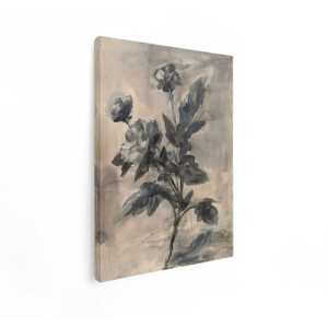 Artaza Canvas Schilderij Monochroom Schilderij van Bloemen in een Impressionistische Stijl - 90x120 cm - Groot - Wanddecoratie Woonkamer - Schilderijen - Muurdecoratie