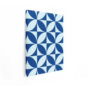 Artaza Canvas Schilderij Abstract Geometrisch Patroon met Blauwe en Lichtblauwe Cirkelsegmenten - 30x40 cm - Klein - Wanddecoratie Woonkamer - Schilderijen - Muurdecoratie