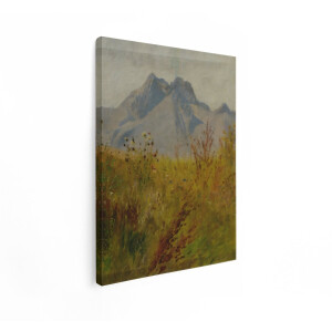 Artaza Canvas Schilderij Bergen - 30x40 cm - Wanddecoratie Landschap - Muurdecoratie Natuur Bloemen - Decoratie Woonkamer - Kamer Accessoires