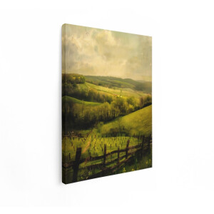 Artaza Canvas Schilderij Landschap - 90x120 cm - Wanddecoratie Natuur - Muurdecoratie Landelijk - Decoratie Glooiende Heuvels Woonkamer