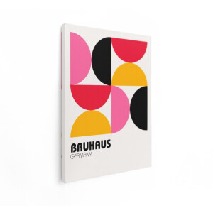 Artaza Canvas Schilderij Bauhaus-Posterontwerp met Geometrische Vormen en Gedurfde Kleuren - 90x120 cm - Groot - Wanddecoratie Woonkamer - Schilderijen - Muurdecoratie