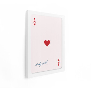 Artaza Canvas Schilderij Speelkaart Lucky Girl - 60x80 cm - Wanddecoratie Hart - Muurdecoratie Tekst - Decoratie Slaapkamer - Roze