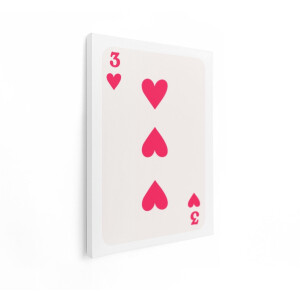 Artaza Canvas Schilderij Speelkaart Drie van Harten met een Minimalistisch Ontwerp - 30x40 cm - Klein - Wanddecoratie Woonkamer - Schilderijen - Muurdecoratie