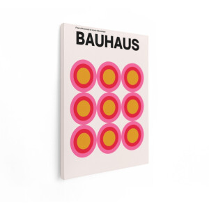 Artaza Canvas Schilderij Bauhaus Poster - 90x120 cm - Wanddecoratie Abstract - Muurdecoratie Geometrisch - Retro Schilderijen Op Canvas - Roze