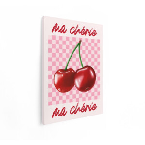 Artaza Canvas Schilderij Kersen - 60x80 cm - Wanddecoratie Ma Chérie - Muurdecoratie Roze - Decoratie Fruit Retro