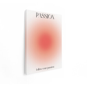 Artaza Canvas Schilderij Abstract - 90x120 cm - Wanddecoratie Tekst Passion - Muurdecoratie Quote - Schilderijen Op Canvas Rood