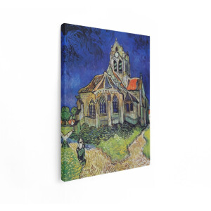 Artaza Canvas Schilderij Kerk Van Auvers - 60x80 cm - Wanddecoratie Van Gogh - Muurdecoratie Klassiek Schilderij - Decoratie Blauw