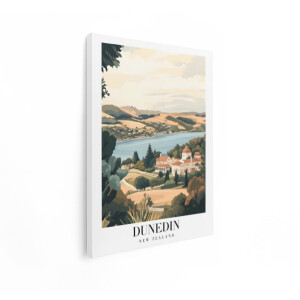 Artaza Canvas Schilderij Dunedin Nieuw-Zeeland - 30x40 cm - Wanddecoratie Landschap - Muurdecoratie Vintage Stad - Schilderijen Op Canvas