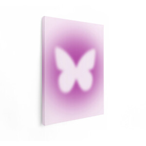 Artaza Canvas Schilderij Zachte Roze Vlinder met Aura - Etherische en Dromerige Sfeer - 90x120 cm - Groot - Wanddecoratie Woonkamer - Schilderijen - Muurdecoratie