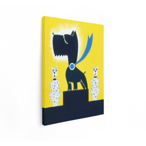 Artaza Canvas Schilderij Abstract - 30x40 cm - Wanddecoratie Dieren - Muurdecoratie Hond En Kat - Retro Pop Art Schilderijen - Geel