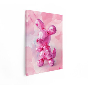 Artaza Canvas Schilderij Ballonhond - 60x80 cm - Wanddecoratie Modern - Muurdecoratie Pop Art - Decoratie Roze Kunst - Schilderijen Op Canvas