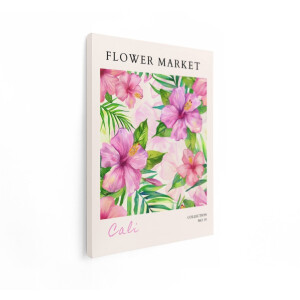 Artaza Canvas Schilderij Hibiscus - 30x40 cm - Wanddecoratie Flower Market - Muurdecoratie Tropisch Aquarel - Schilderijen Op Canvas Roze