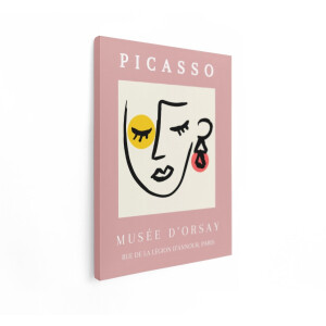 Artaza Canvas Schilderij Abstract Gezicht Poster met Tekst van Picasso en Musée D'Orsay - 30x40 cm - Klein - Wanddecoratie Woonkamer - Schilderijen - Muurdecoratie