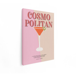 Artaza Canvas Schilderij Cocktail Poster - 30x40 cm - Wanddecoratie Retro - Muurdecoratie Cosmopolitan - Schilderijen Op Canvas - Roze