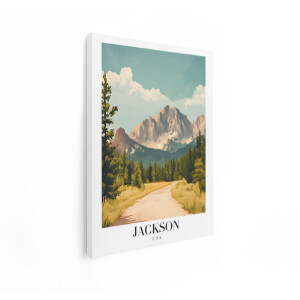 Artaza Canvas Schilderij Berglandschap Jackson - 90x120 cm - Wanddecoratie Natuur - Muurdecoratie Bos - Decoratie Vintage Wyoming