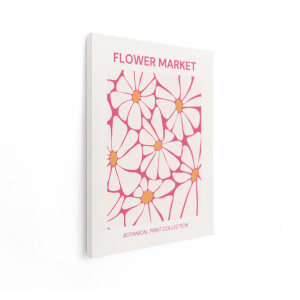 Artaza Canvas Schilderij Abstract Madeliefjespatroon in Roze en Crème - Moderne Botanische Kunst - 30x40 cm - Klein - Wanddecoratie Woonkamer - Schilderijen - Muurdecoratie