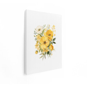 Artaza Canvas Schilderij Bloemen Boeket - 30x40 cm - Wanddecoratie Botanisch - Muurdecoratie Geel - Schilderijen Op Canvas