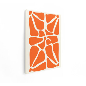 Artaza Canvas Schilderij Abstract Patroon met Oranje Organische Vormen op een Crèmekleurige Achtergrond - 60x80 cm - Wanddecoratie Woonkamer - Schilderijen - Muurdecoratie