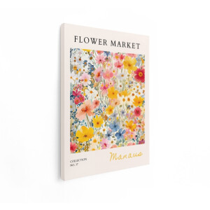 Artaza Canvas Schilderij Bloemen Schilderij - 30x40 cm - Wanddecoratie Flower Market - Muurdecoratie Boho - Decoratie Aquarel