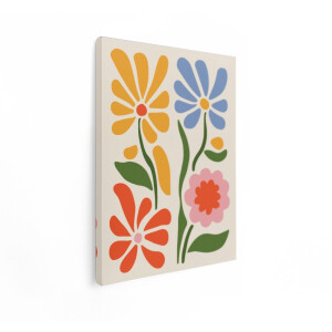 Artaza Canvas Schilderij Abstract Bloemen - 30x40 cm - Wanddecoratie Boho - Muurdecoratie Vintage - Kamer Accessoires Kleurrijk