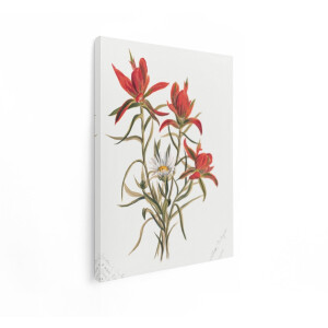 Artaza Canvas Schilderij Bloemen Schilderij - 30x40 cm - Wanddecoratie Vintage Aquarel - Muurdecoratie Wilde Bloemen - Schilderijen Op Canvas - Rood