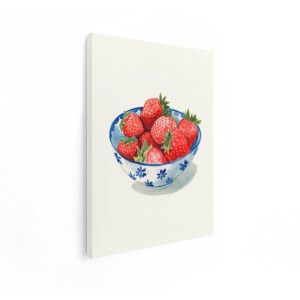 Artaza Canvas Schilderij Aardbeien - 90x120 cm - Wanddecoratie Keuken - Muurdecoratie Stilleven - Decoratie Fruit Aquarel