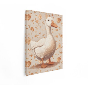 Artaza Canvas Schilderij Witte Eend - 30x40 cm - Wanddecoratie Vogels - Muurdecoratie Jongenskamer - Schilderijen Op Canvas Bloemen