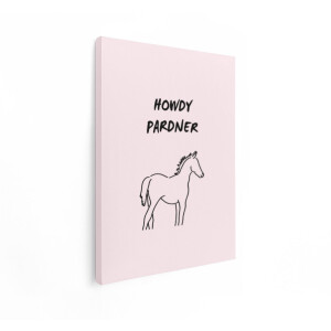 Artaza Canvas Schilderij Howdy Pardner: een Minimalistische Paardenillustratie met een Westerngroet - 60x80 cm - Wanddecoratie Woonkamer - Schilderijen - Muurdecoratie