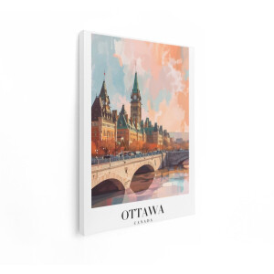 Artaza Canvas Schilderij Ottawa - 90x120 cm - Wanddecoratie Canada Parlementsgebouw - Muurdecoratie Skyline - Schilderijen Op Canvas Stad