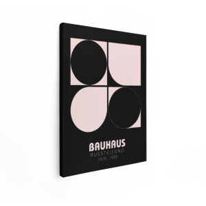 Artaza Canvas Schilderij Bauhaus Ausstellung - 90x120 cm - Wanddecoratie Abstract - Muurdecoratie Geometrisch - Decoratie Vintage Poster - Zwart Roze