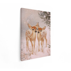 Artaza Canvas Schilderij Hert - 30x40 cm - Wanddecoratie Babykamer - Muurdecoratie Dieren - Schilderijen Op Canvas Winter
