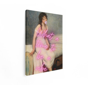 Artaza Canvas Schilderij Vrouw - 90x120 cm - Vintage Wanddecoratie Roze - Muurdecoratie Klassiek Portret - Schilderijen Op Canvas Met Tekst