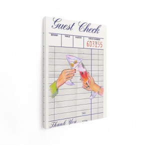 Artaza Canvas Schilderij Twee Handen Heffen Glazen met Cocktails op een Gastenbon voor een Toast - 90x120 cm - Groot - Wanddecoratie Woonkamer - Schilderijen - Muurdecoratie