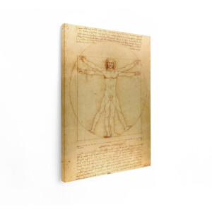 Artaza Canvas Schilderij Vitruviaanse Mens van Leonardo Da Vinci - een Iconische Schets van Menselijke Proporties - 30x40 cm - Klein - Wanddecoratie Woonkamer - Schilderijen - Muurdecoratie