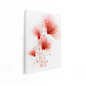 Artaza Canvas Schilderij Zachte Rode Bloemen met Spetters en Glitters op Witte Achtergrond - 30x40 cm - Klein - Wanddecoratie Woonkamer - Schilderijen - Muurdecoratie