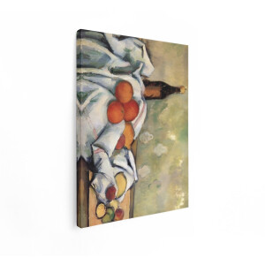 Artaza Canvas Schilderij Stilleven Cézanne - 60x80 cm - Wanddecoratie Fruit En Fles - Muurdecoratie Klassiek - Schilderijen Op Canvas Woonkamer