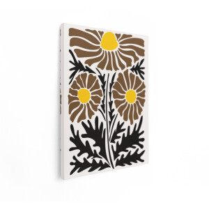 Artaza Canvas Schilderij Abstracte Bloemen - 60x80 cm - Boho Wanddecoratie - Muurdecoratie Bloem - Decoratie Woonkamer - Bruin