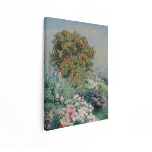 Artaza Canvas Schilderij Impressionistische Tuin met Bloeiende Kastanjeboom en Pioenen in Volle Bloei - 60x80 cm - Wanddecoratie Woonkamer - Schilderijen - Muurdecoratie