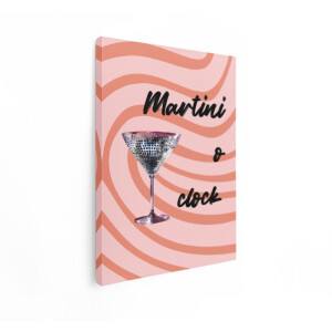 Artaza Canvas Schilderij Martini-Uur Discobal Cocktailglas op Roze Golvende Achtergrond - 60x80 cm - Wanddecoratie Woonkamer - Schilderijen - Muurdecoratie