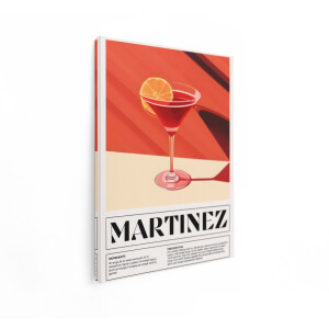 Artaza Canvas Schilderij Cocktail Martinez - 30x40 cm - Wanddecoratie Vintage - Muurdecoratie Bar - Art Deco Kamer Accessoires