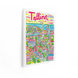Artaza Canvas Schilderij Tallinn Skyline - 60x80 cm - Kleurrijke Wanddecoratie Stad - Muurdecoratie Estland - Decoratie Woonkamer