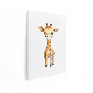Artaza Canvas Schilderij Baby Giraf - 90x120 cm - Wanddecoratie Babykamer - Muurdecoratie Kinderkamer - Aquarel Dieren Schilderij