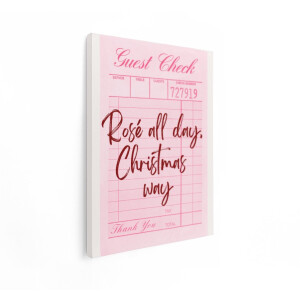 Artaza Canvas Schilderij Guest Check - 90x120 cm - Wanddecoratie Rosé Tekst - Muurdecoratie Roze Retro - Decoratie Kerst Quote