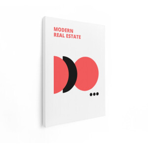 Artaza Canvas Schilderij Moderne Vastgoed Logo met Abstracte Vormen en Tekst - 30x40 cm - Klein - Wanddecoratie Woonkamer - Schilderijen - Muurdecoratie