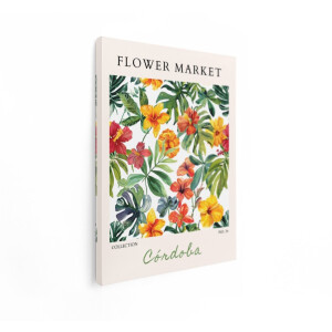 Artaza Canvas Schilderij Bloemen Aquarel - 30x40 cm - Wanddecoratie Botanisch - Muurdecoratie Monstera - Decoratie Tropisch Boho