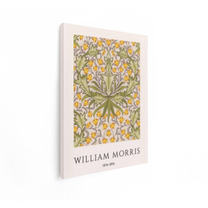 Artaza Canvas Schilderij William Morris Bloempatroon Art Nouveau Ontwerp met Gele Bloemen en Groene Bladeren - 60x80 cm - Wanddecoratie Woonkamer - Schilderijen - Muurdecoratie