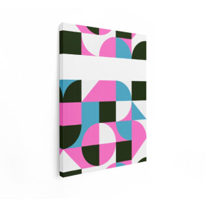 Artaza Canvas Schilderij Abstract - 60x80 cm - Wanddecoratie Geometrisch - Muurdecoratie Modern - Decoratie Roze Blauw - Schilderijen Op Canvas