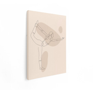 Artaza Canvas Schilderij Minimalistische Lijntekening van een Vrouw in Yoga Pose met Zachte Achtergrond - 90x120 cm - Groot - Wanddecoratie Woonkamer - Schilderijen - Muurdecoratie